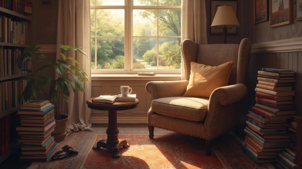 How to Enjoy Reading Books in a cozy sunlit reading nook