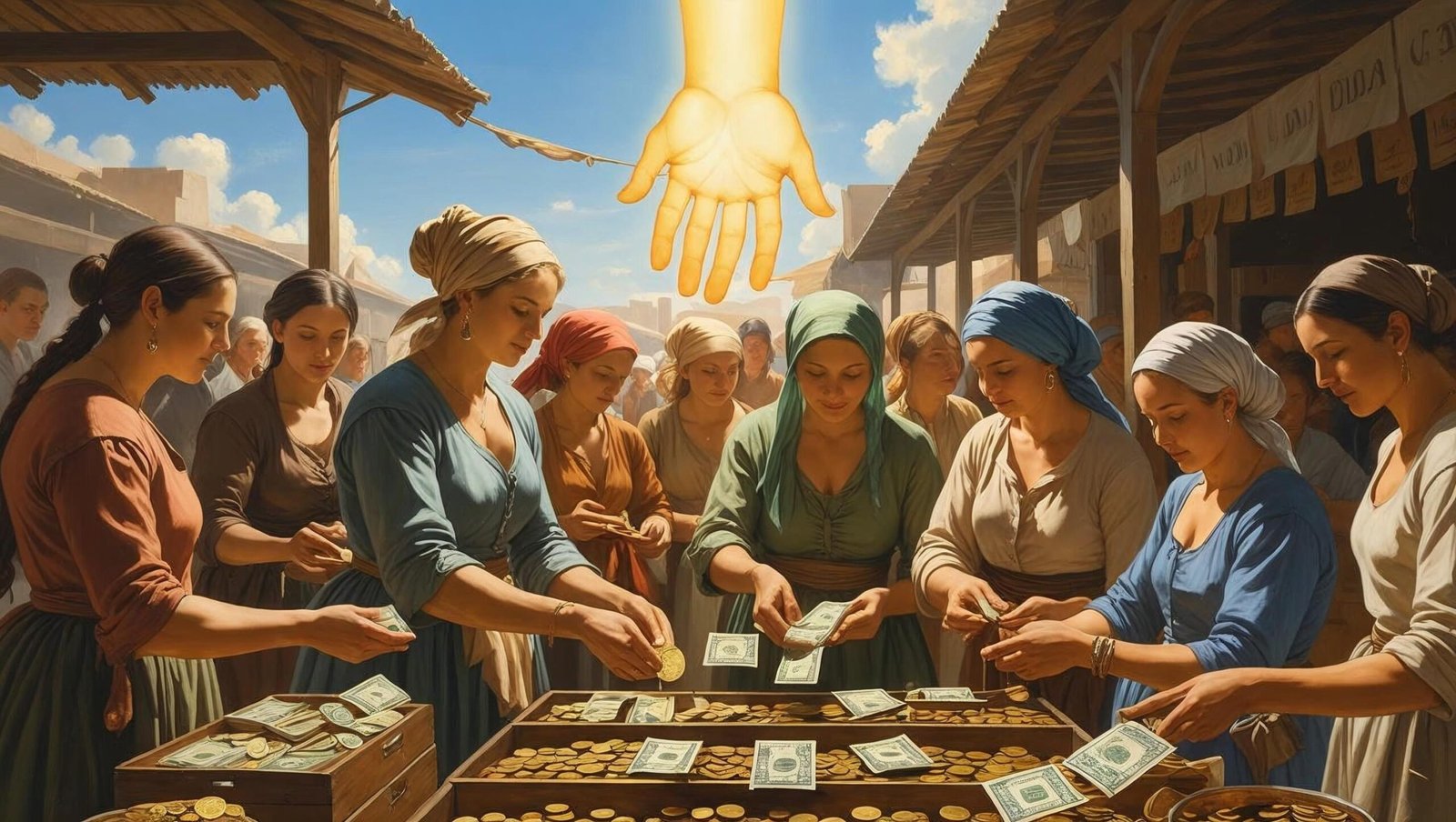 "Invisible hand symbol guiding free market trading and economic flow"