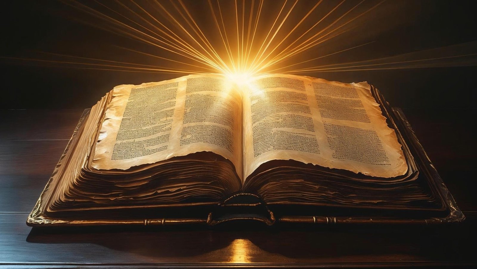 Open glowing book representing knowledge and truth