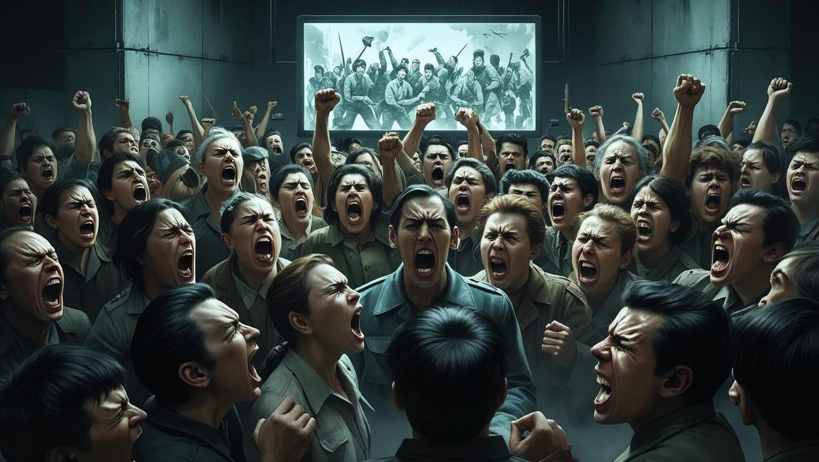 The Two Minutes Hate scene from 1984 for book review illustration.