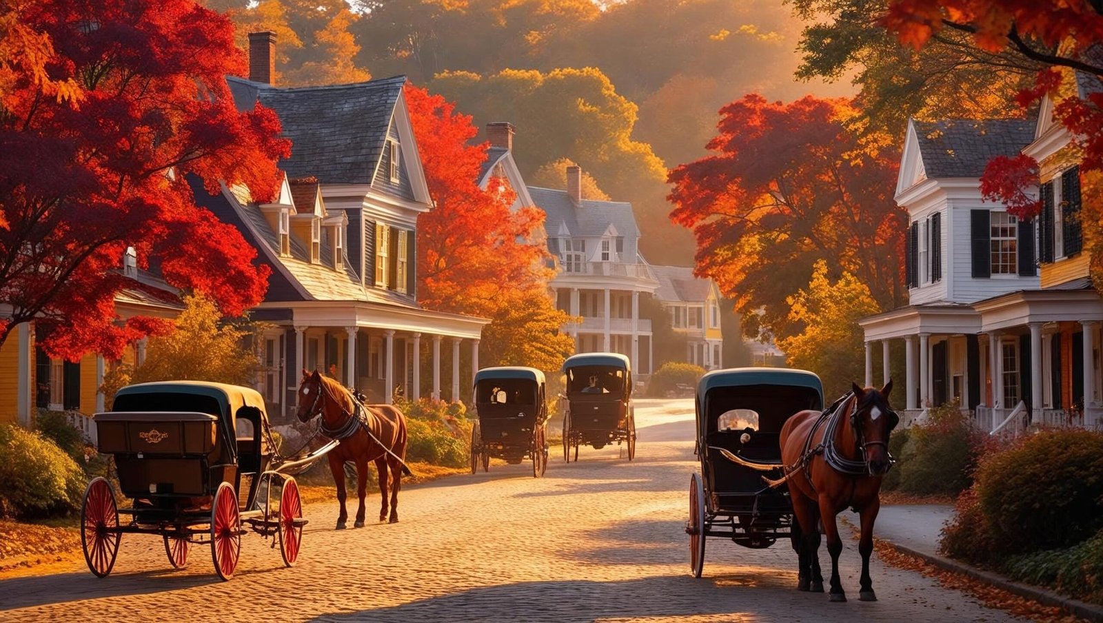 19th-century village scene as setting for Little Women by Louisa May Alcott.