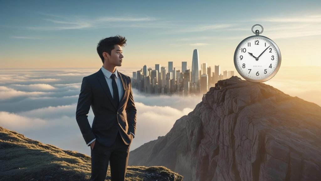 the one minute entrepreneur hero image showing a visionary entrepreneur at sunrise