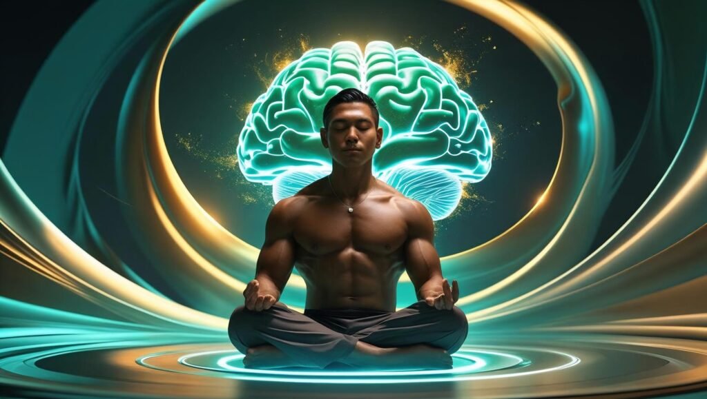 Meditating person in glowing energy field representing belief and healing from You Are the Placebo