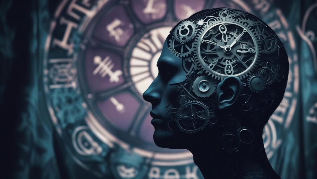 Dark psychology secrets conceptual art with brain and shadow symbolism