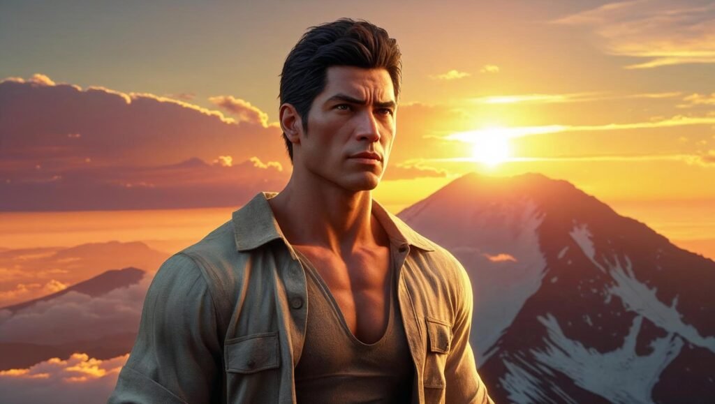 Win Your Inner Battles inspired image of person standing victoriously on mountain at sunrise