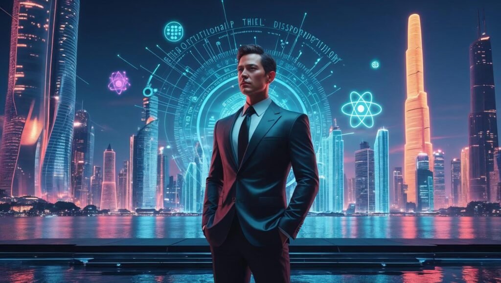 Visionary leader overlooking future startup landscape inspired by Zero to One