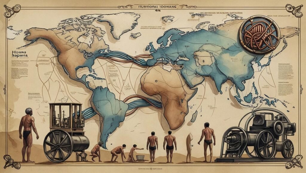 Evolution timeline of Homo sapiens in Sapiens A Brief History of Humankind