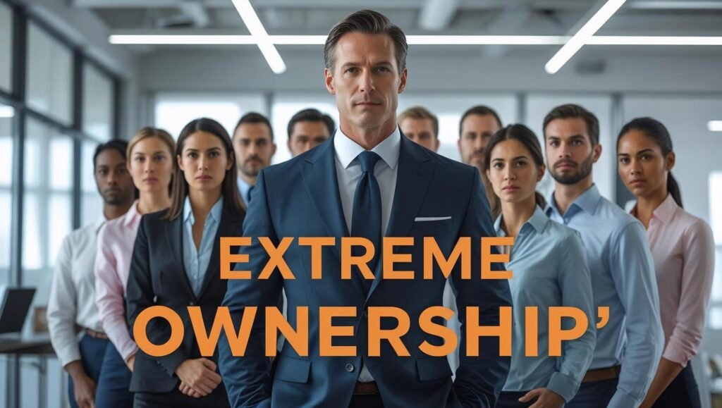 Business leader demonstrating Extreme Ownership with confident team leadership