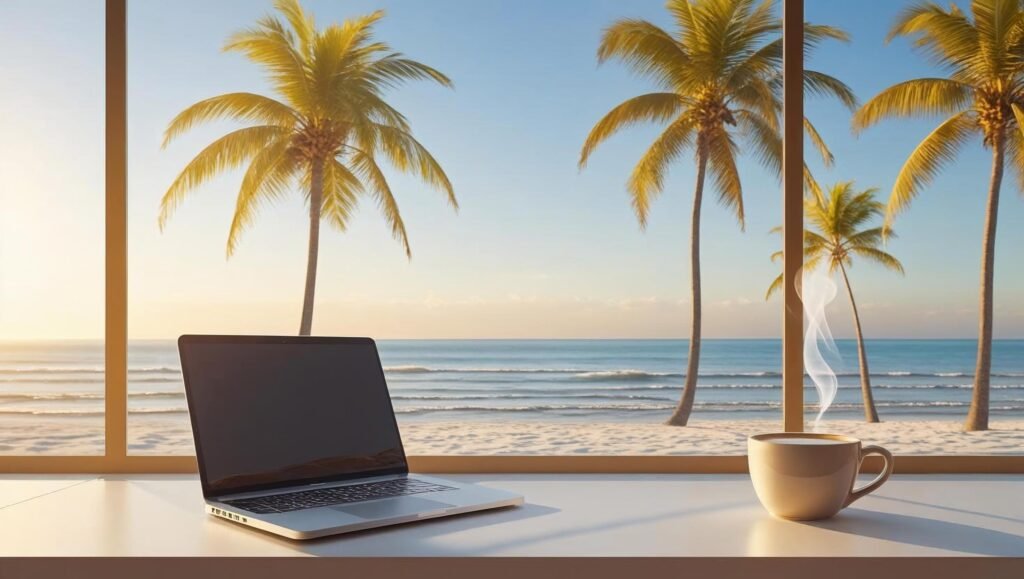 The 4-Hour Workweek by Timothy Ferriss featured blog image showing freedom and remote work