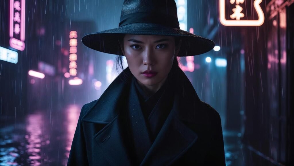 Mysterious woman in city at night representing First Lie Wins