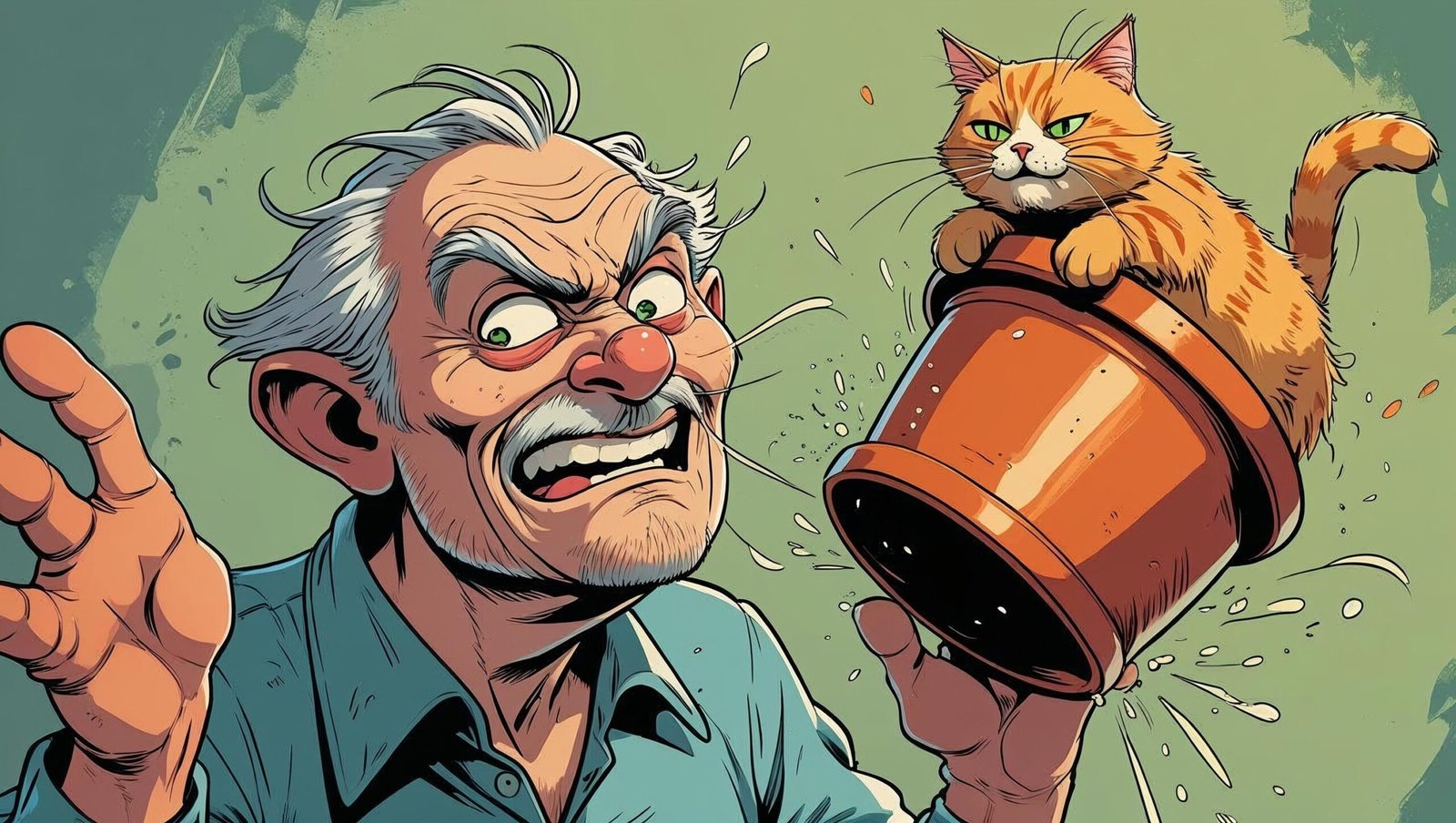 A comical moment between a grumpy man and a mischievous cat from A Man Called Ove