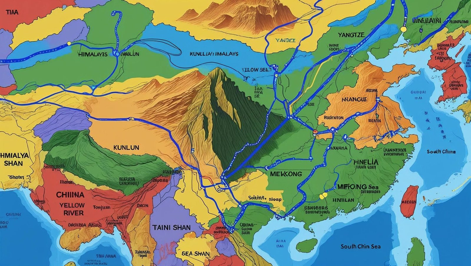 China’s geography and Belt and Road Initiative map from The Revenge of Geography