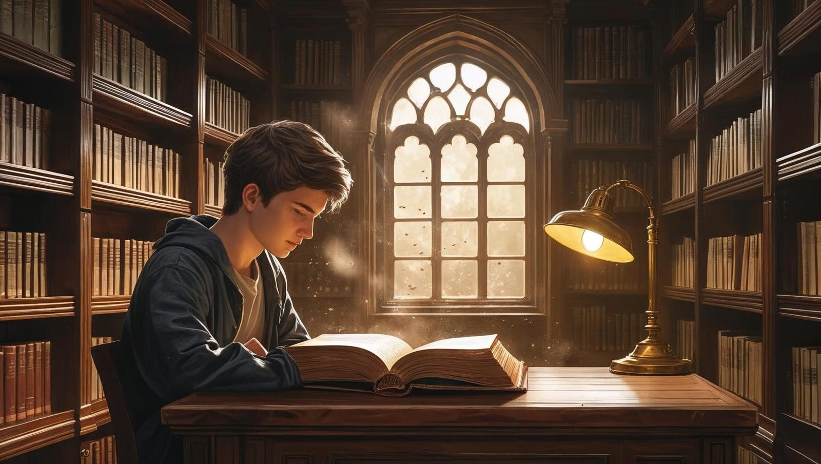 Student engaging in Deep Work in the library