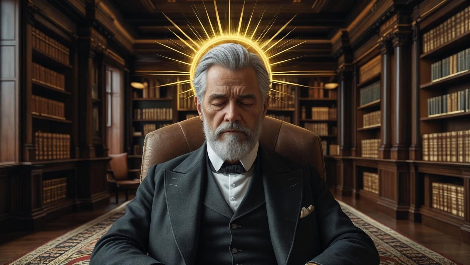 Gentleman practicing deep concentration inspired by The Power of Concentration by Theron Dumont