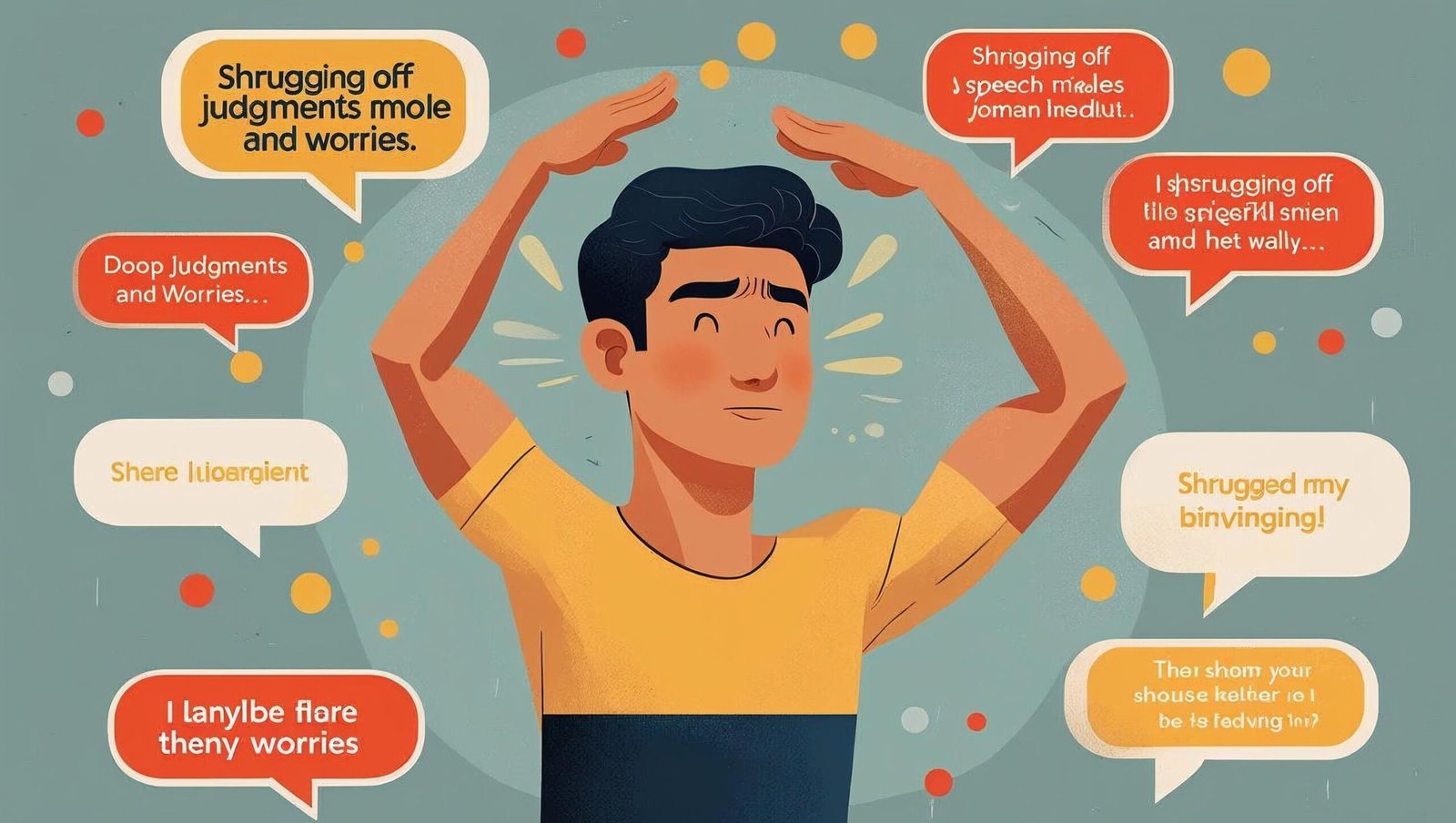 The Subtle Art of Not Giving a Fuck illustration of shrugging figure amid speech bubbles