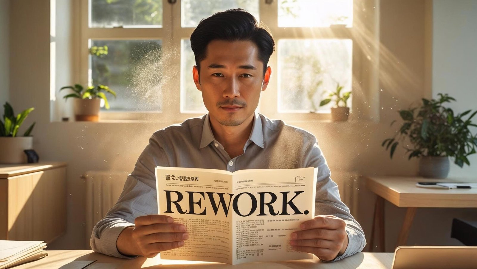 Rework book review image of entrepreneur reading at home