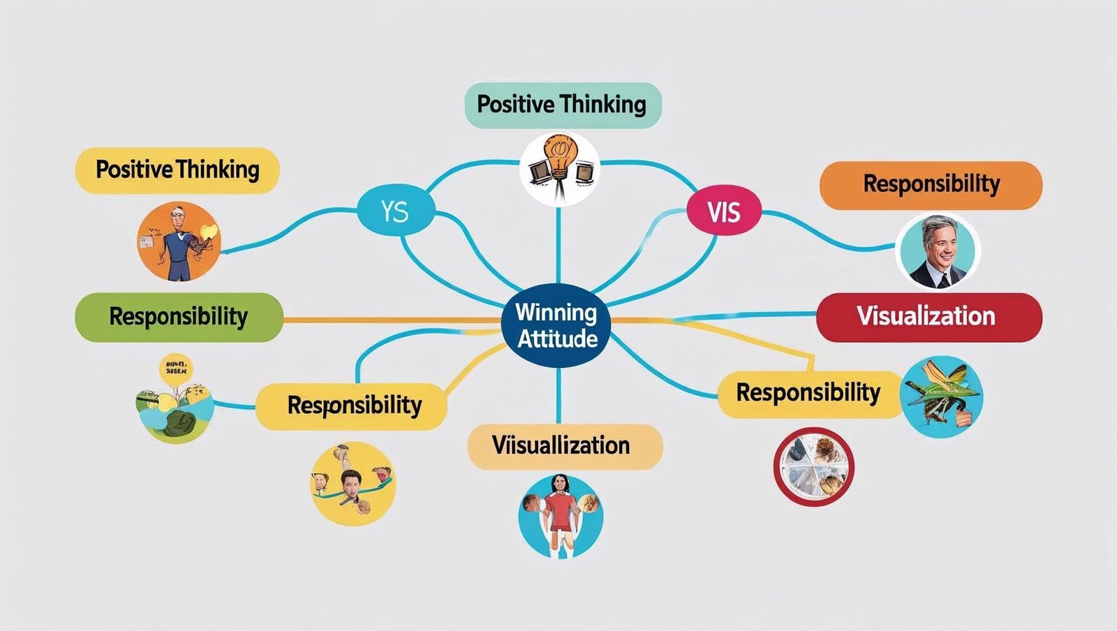 Core concepts from Winning Attitude by Jeff Keller mind map