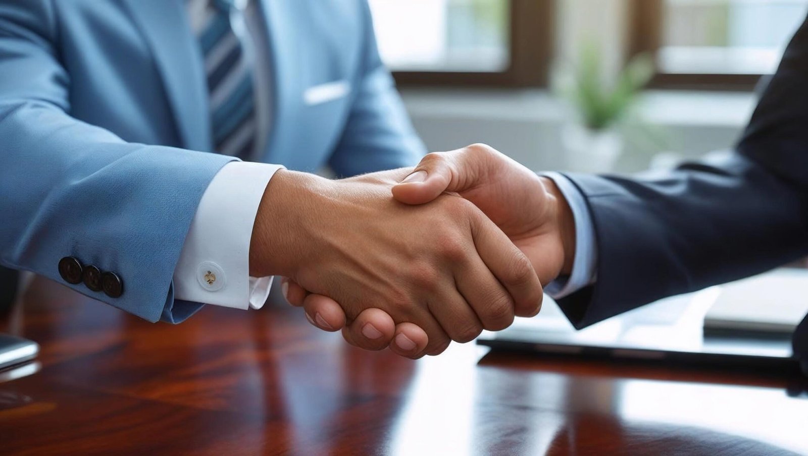 Positive first impression through handshake from How to Win Friends and Influence People