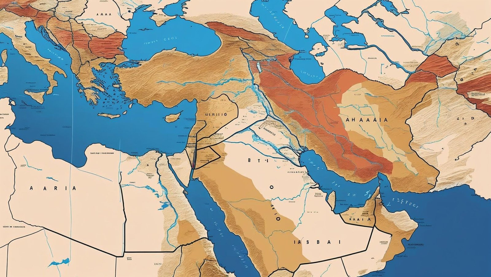Fragmented Middle East geography influencing politics in The Revenge of Geography