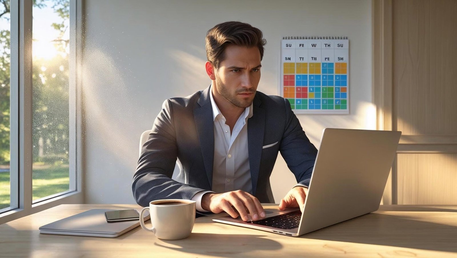 Entrepreneur applying Deep Work in a home office