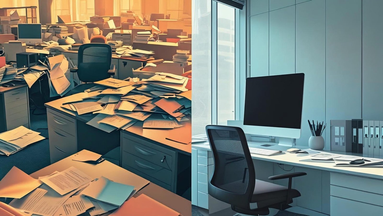 Split screen showing scatterfocus versus hyperfocus environments