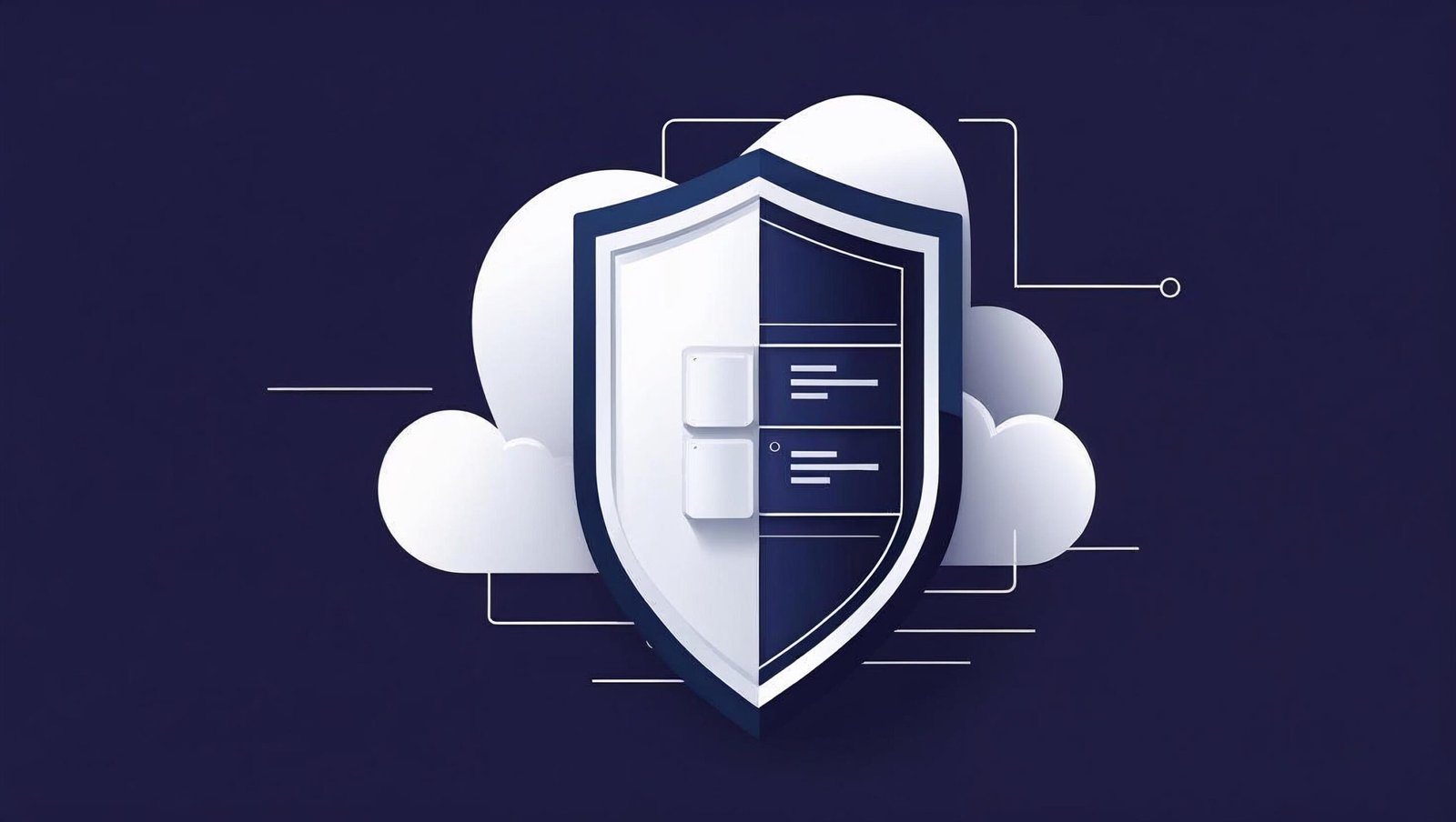 Privacy shield and cloud representing secure data storage