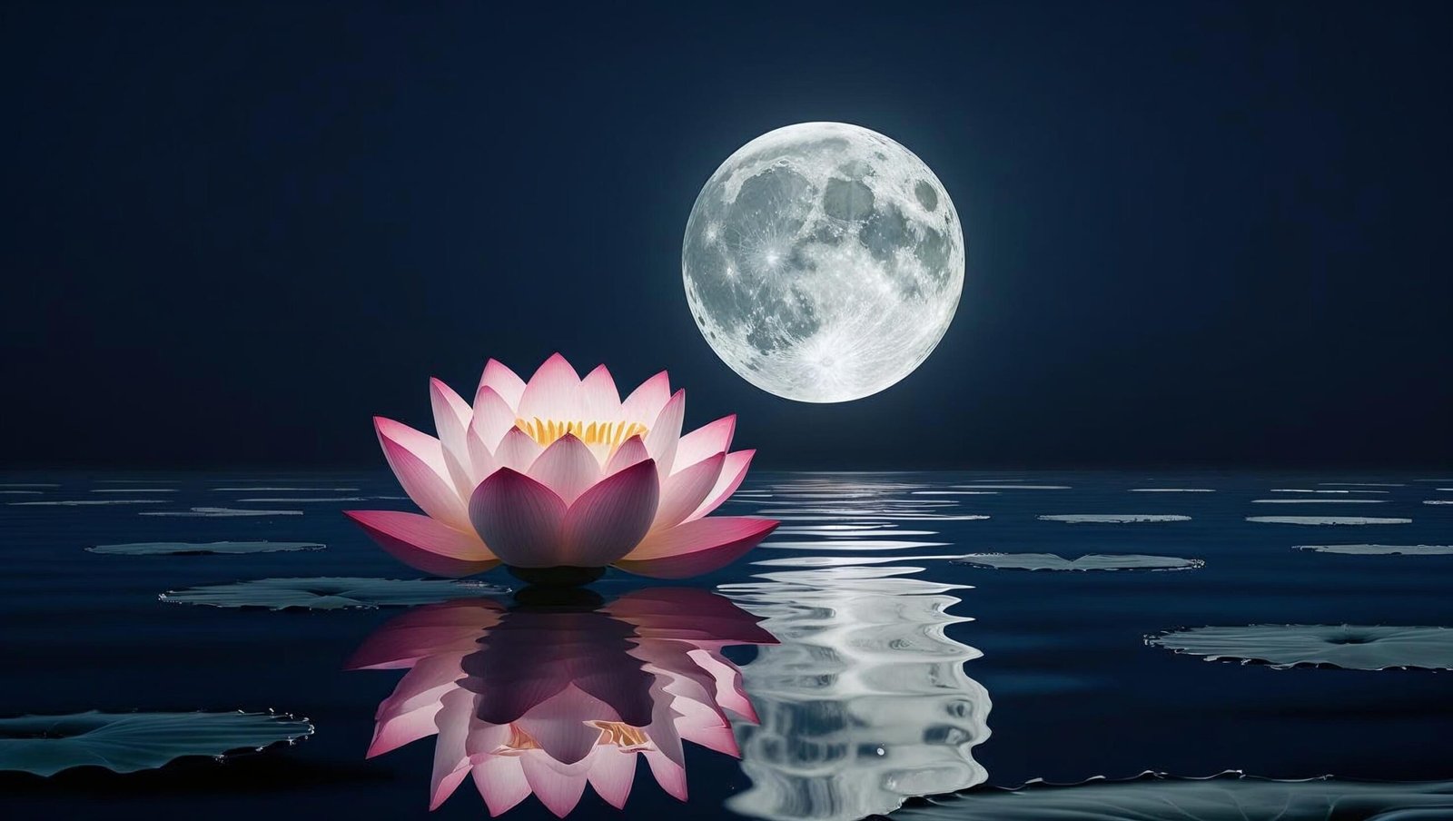 Lotus over calm water symbolizing inner stillness