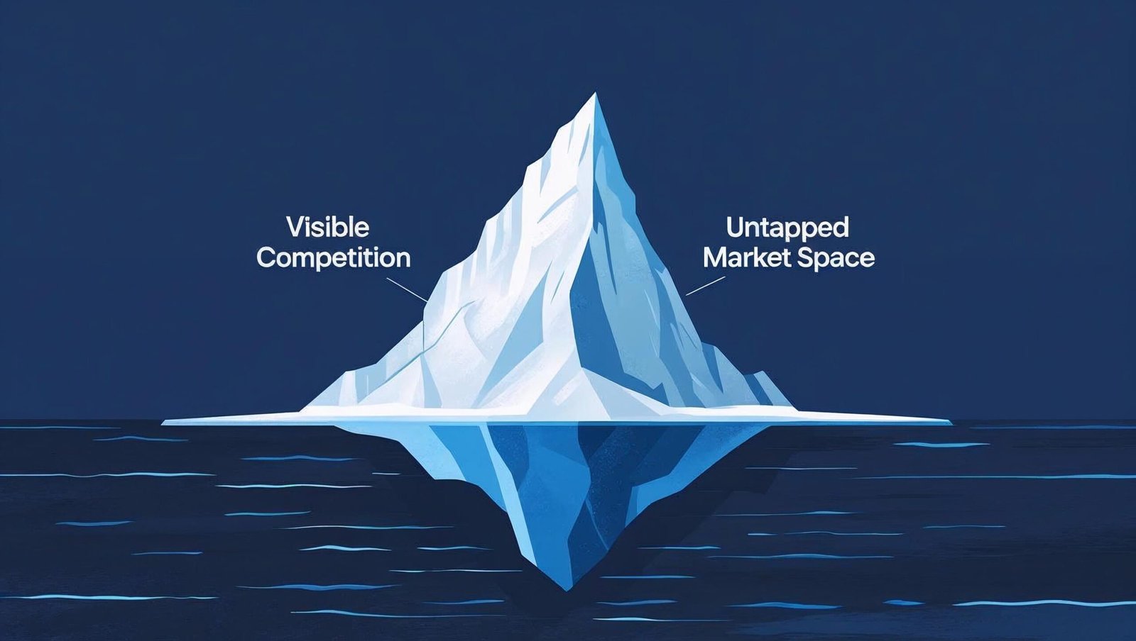 Iceberg metaphor representing Blue Ocean Strategy hidden value