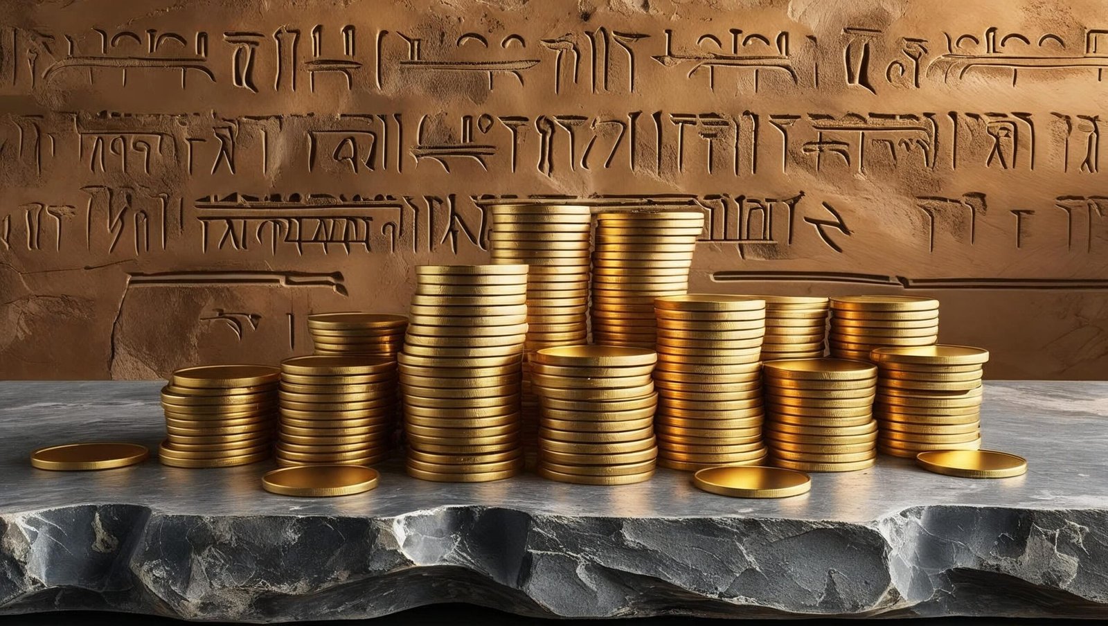 Ancient Babylonian gold coins symbolizing financial growth
