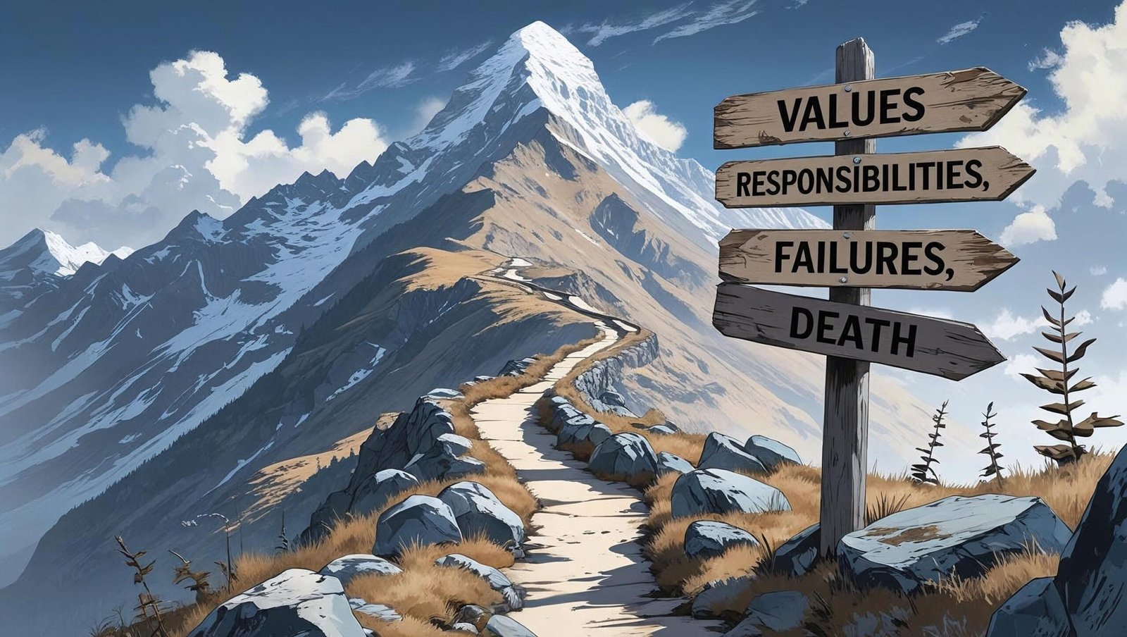The Subtle Art of Not Giving a Fuck mountain path with signposts