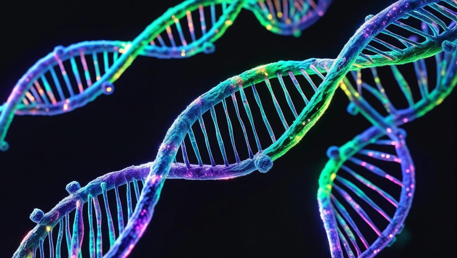 Glowing DNA strands illustrating epigenetic change from Becoming Supernatural.