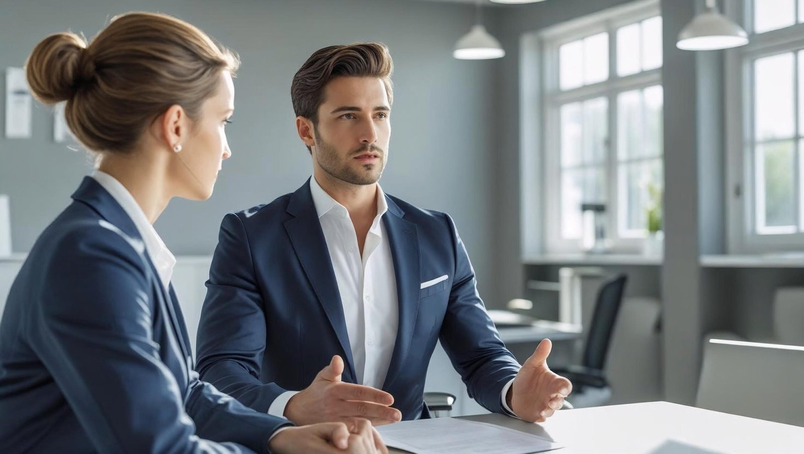 Job candidate applying structured communication in interview
