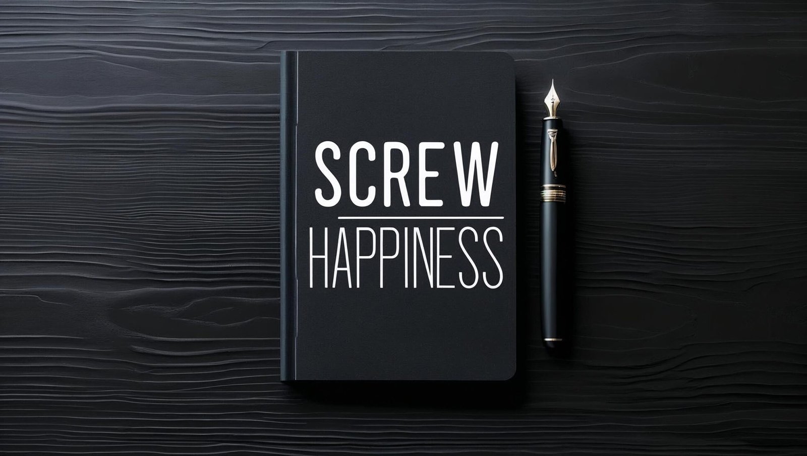 Notebook with ‘Screw Happiness’ quote from The Rudest Book Ever