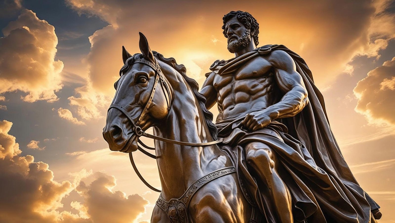 Meditations by Marcus Aurelius equestrian statue symbolizing Stoic leadership