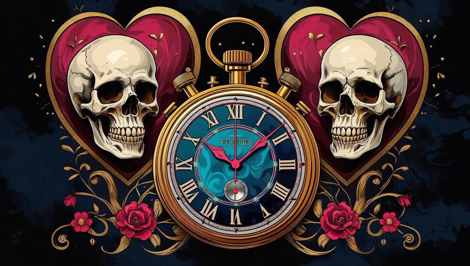 The Subtle Art of Not Giving a Fuck stopwatch clock with skull and heart