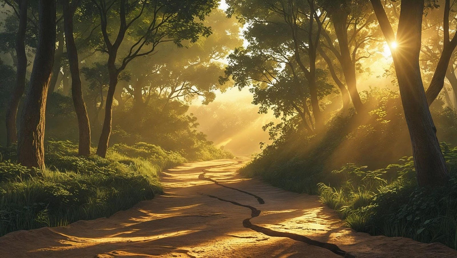 forest trail opening into sunlight symbolizing personal growth journey