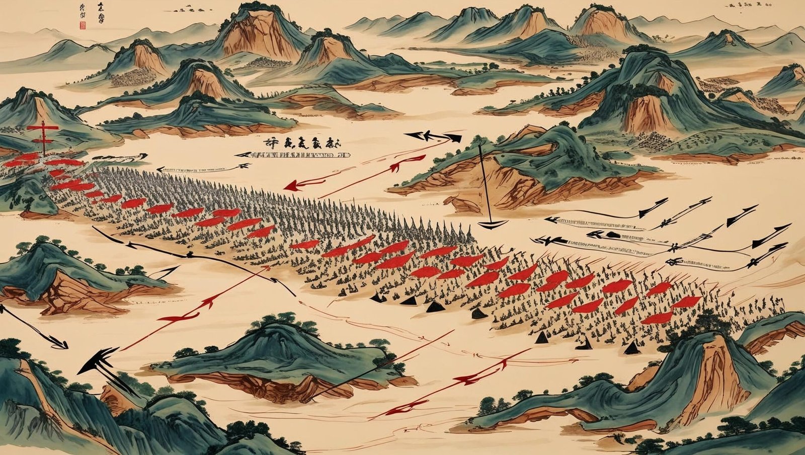 Battlefield map illustrating strategies from The Art of War
