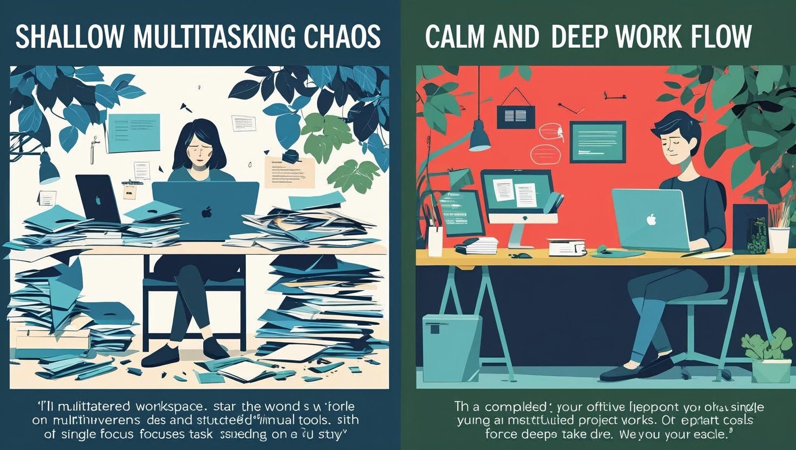 Deep Work versus multitasking comparison image