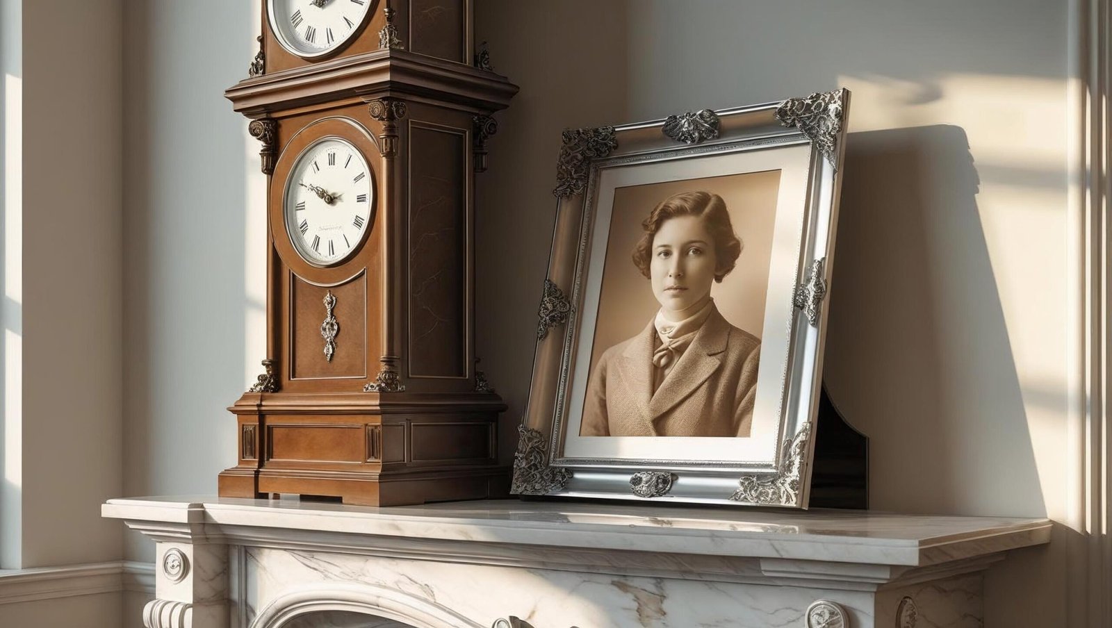 Symbolic clock and photo from A Gentleman in Moscow by Amor Towles