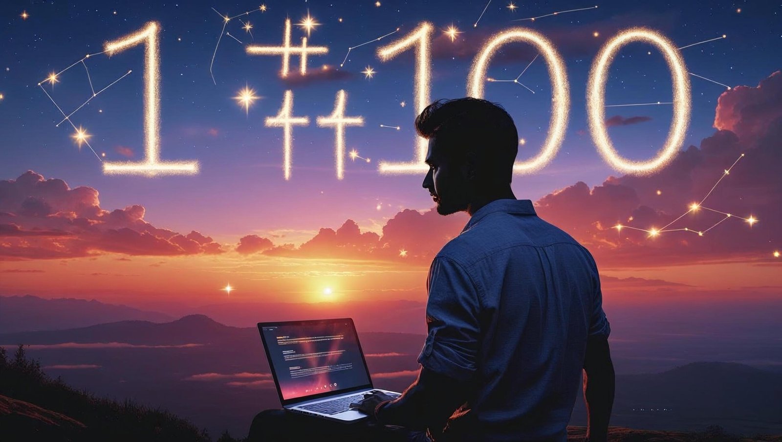 100th blog post milestone represented as sunrise of blogging journey