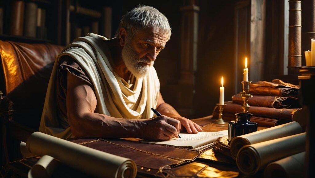 Letters from a Stoic by Seneca featured image showing ancient philosopher writing in solitude
