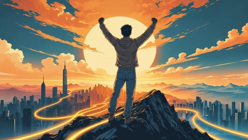 The Magic of Thinking Big by David J. Schwartz motivational sunrise mountain peak image