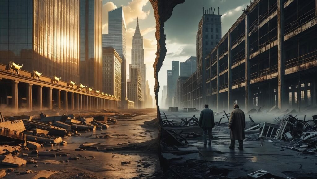 Evil Geniuses by Kurt Anderson dystopian America illustration