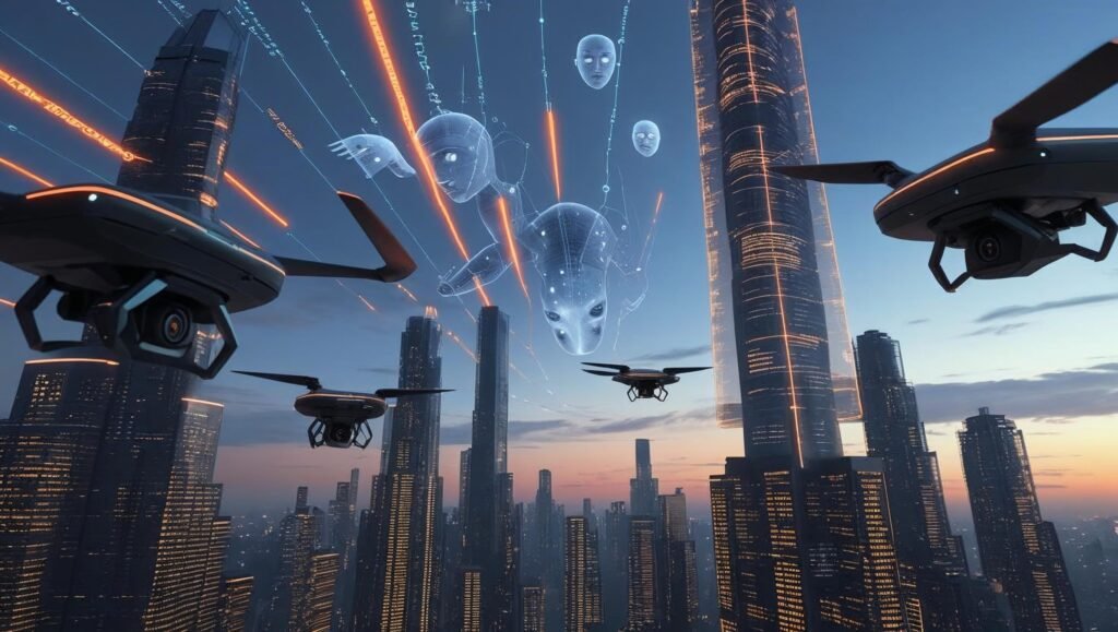 The Technological Republic featured image showing a futuristic tech-dominated society