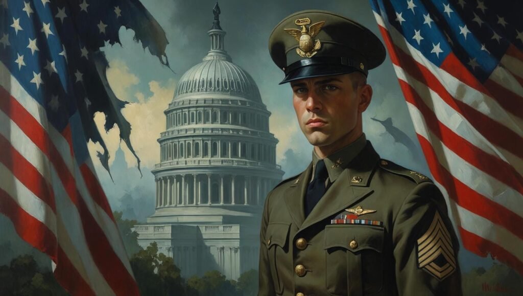 Butler by Salena Zito featured portrait image of a decorated U.S. military figure with symbolic patriotic backdrop