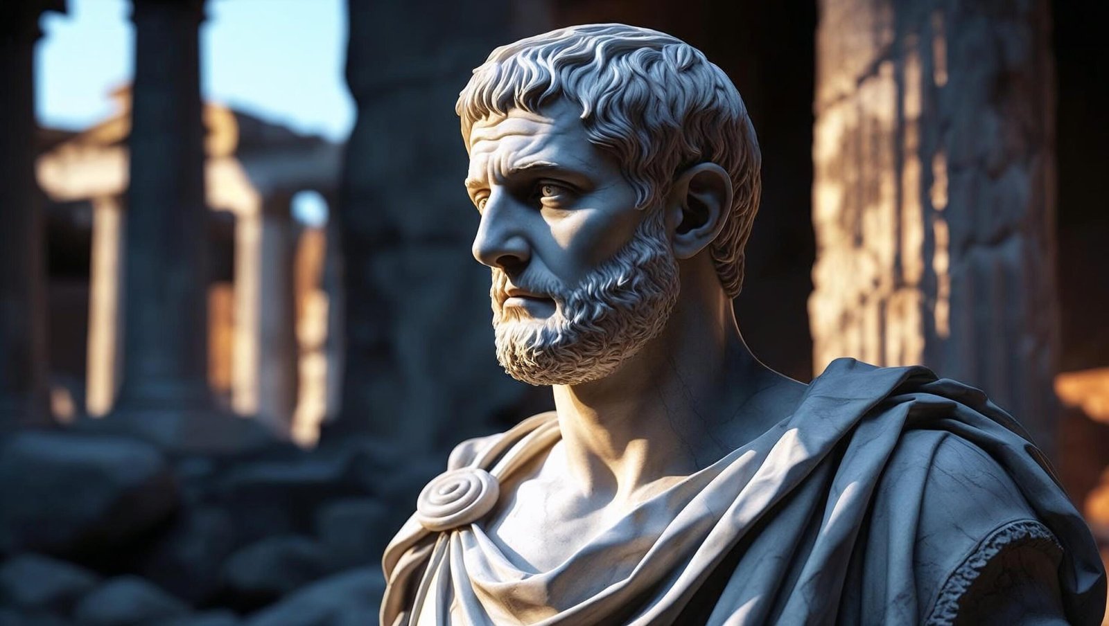 Marble bust representing stoic strength from Letters from a Stoic by Seneca