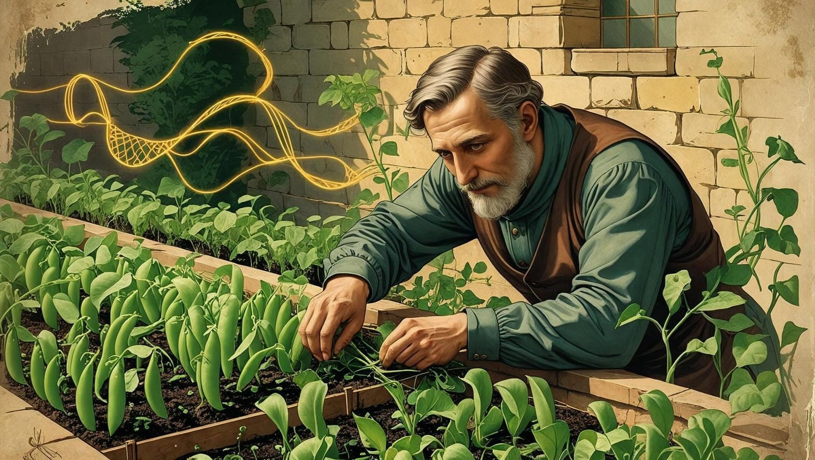 The Gene by Siddhartha Mukherjee shows Mendel's experiments as genetics origin