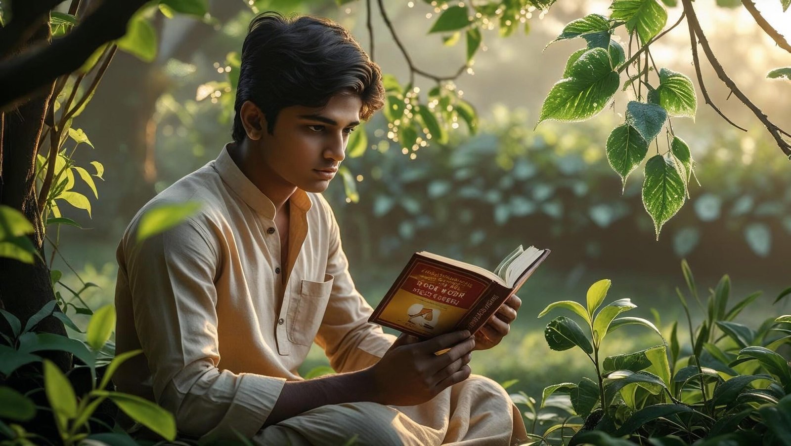 The Habit of Winning by Prakash Iyer image of student reading in morning