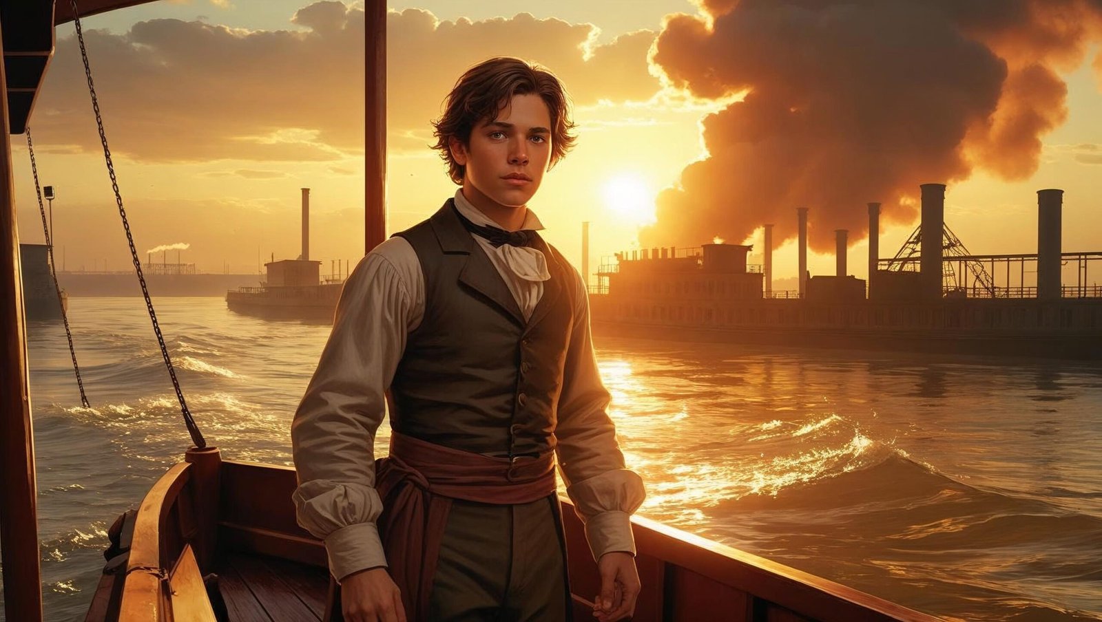 Mississippi riverboat childhood scene from Mark Twain by Ron Chernow
