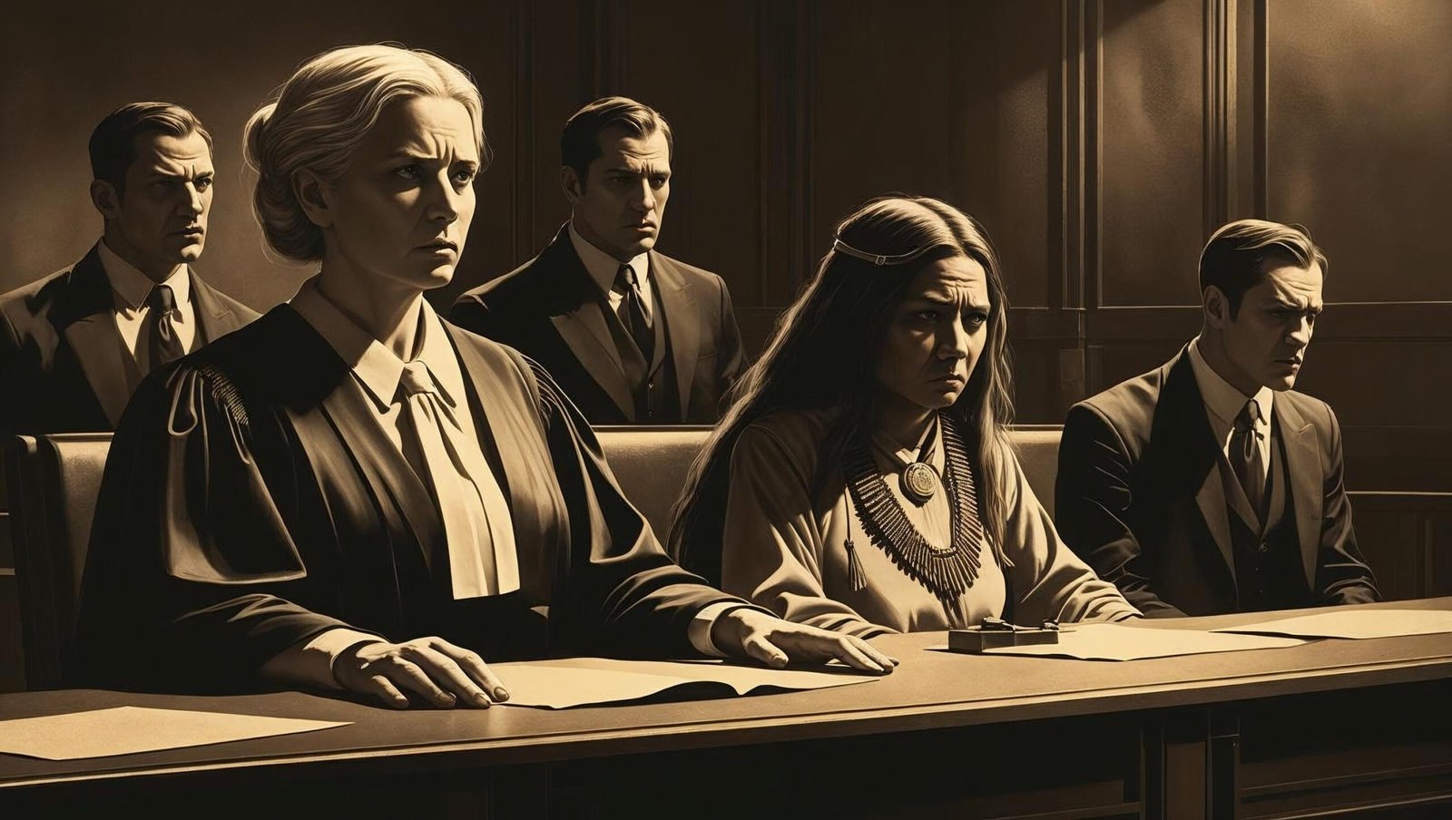 Killers of the Flower Moon courtroom injustice scene